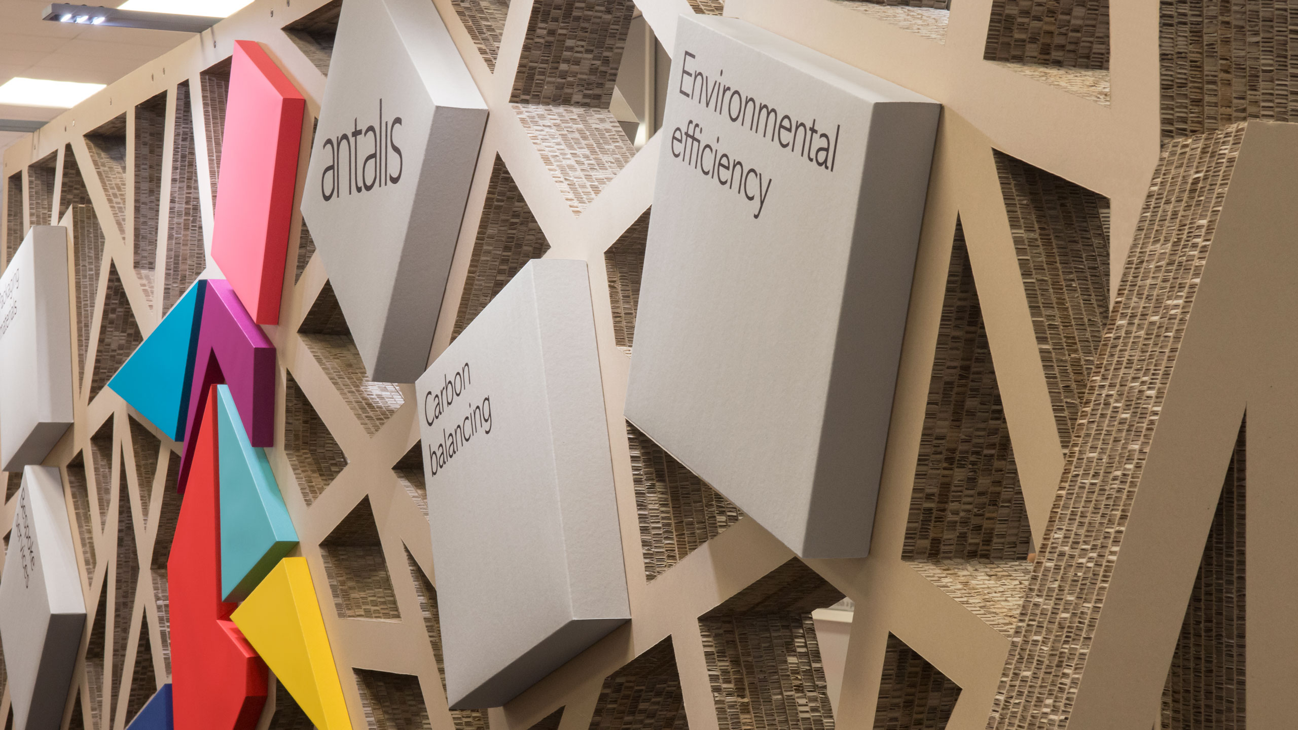 Exhibition Stand Trade Show Promotional Special Event Creative Recycled Environmental Sustainable Responsible Xanita Architectural Fine Paper Materials Specification Identity Brand Branding Logo Development Strategy Experiential Luxury Bespoke Character Antalis Yorkshire Leeds Branding Agency Studio 3 DESIGN PROJECT