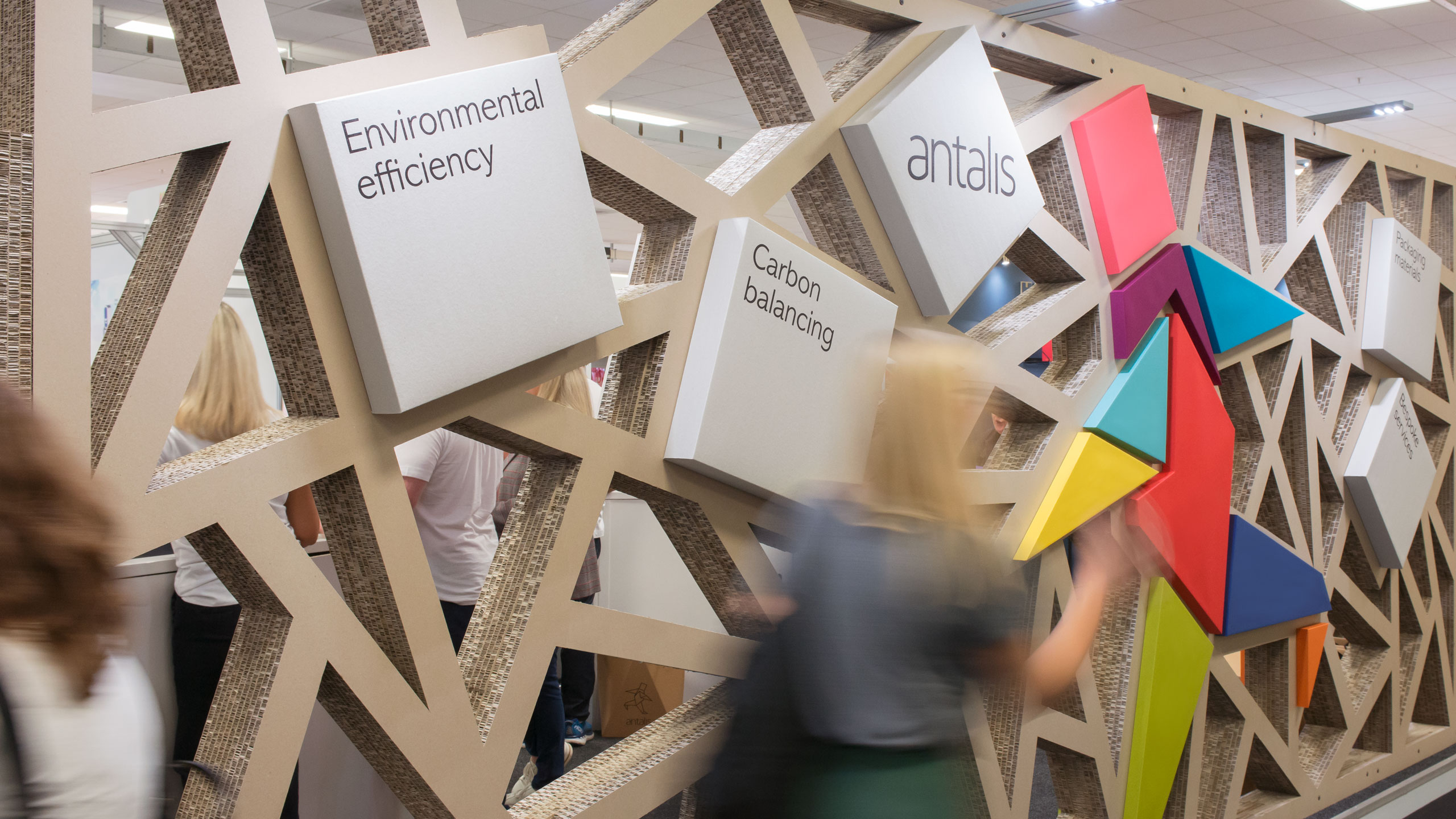 Exhibition Stand Trade Show Promotional Special Event Creative Recycled Environmental Sustainable Responsible Xanita Architectural Fine Paper Materials Specification Identity Brand Branding Logo Development Strategy Experiential Luxury Bespoke Character Antalis Yorkshire Leeds Branding Agency Studio DESIGN PROJECT