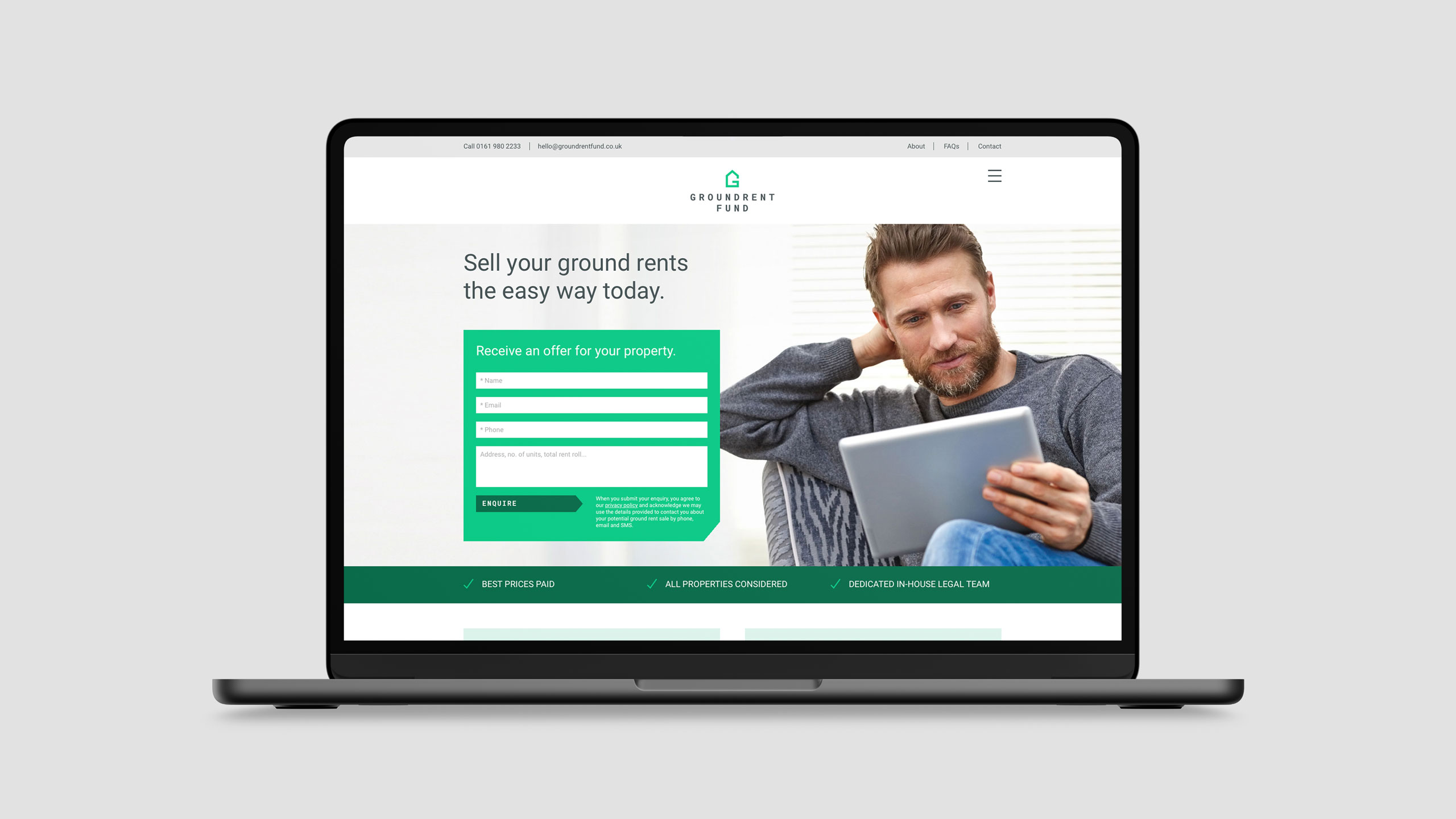 Website design and development for commercial property investment brand by Leeds agency Design Project