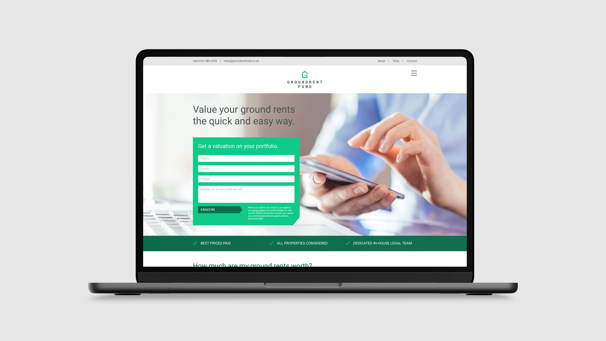 Website design, UI and UX for commercial property investment brand by Leeds web developers Design Project