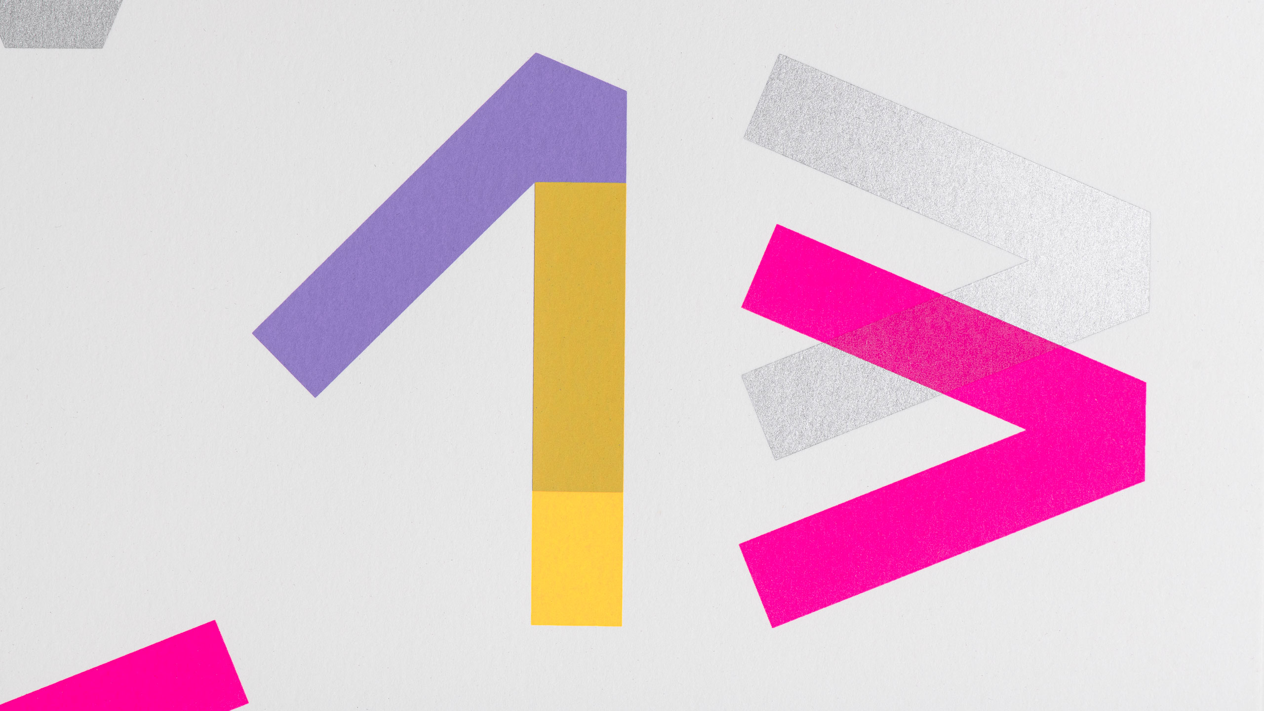 Overprinting fluorescent inks. Screenprinted by Dan Mather on G.F Smith paper for Design Project and Progress Packaging.