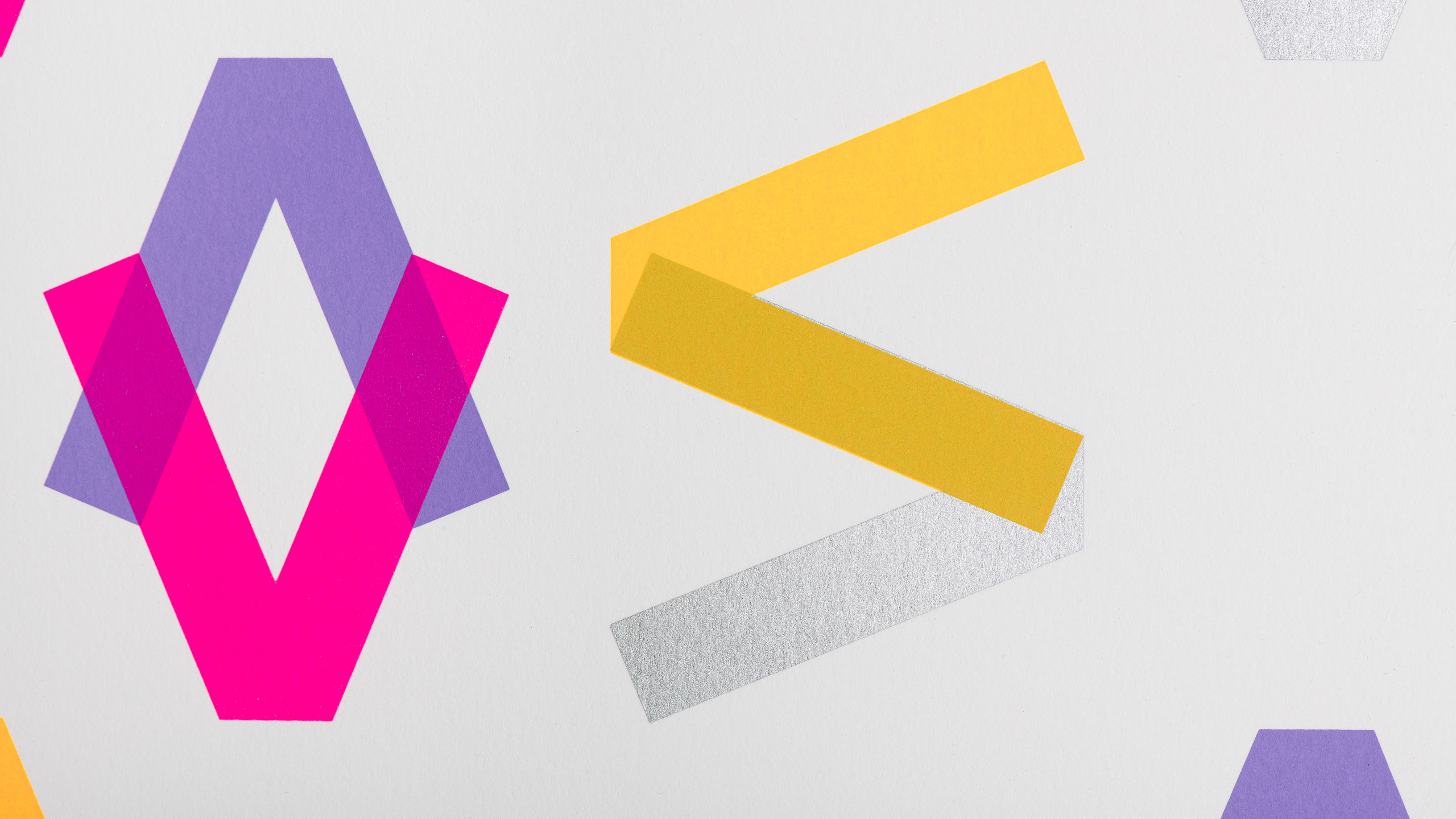 Overprinting fluorescent inks. Screenprinted by Dan Mather for Design Project and Progress Packaging