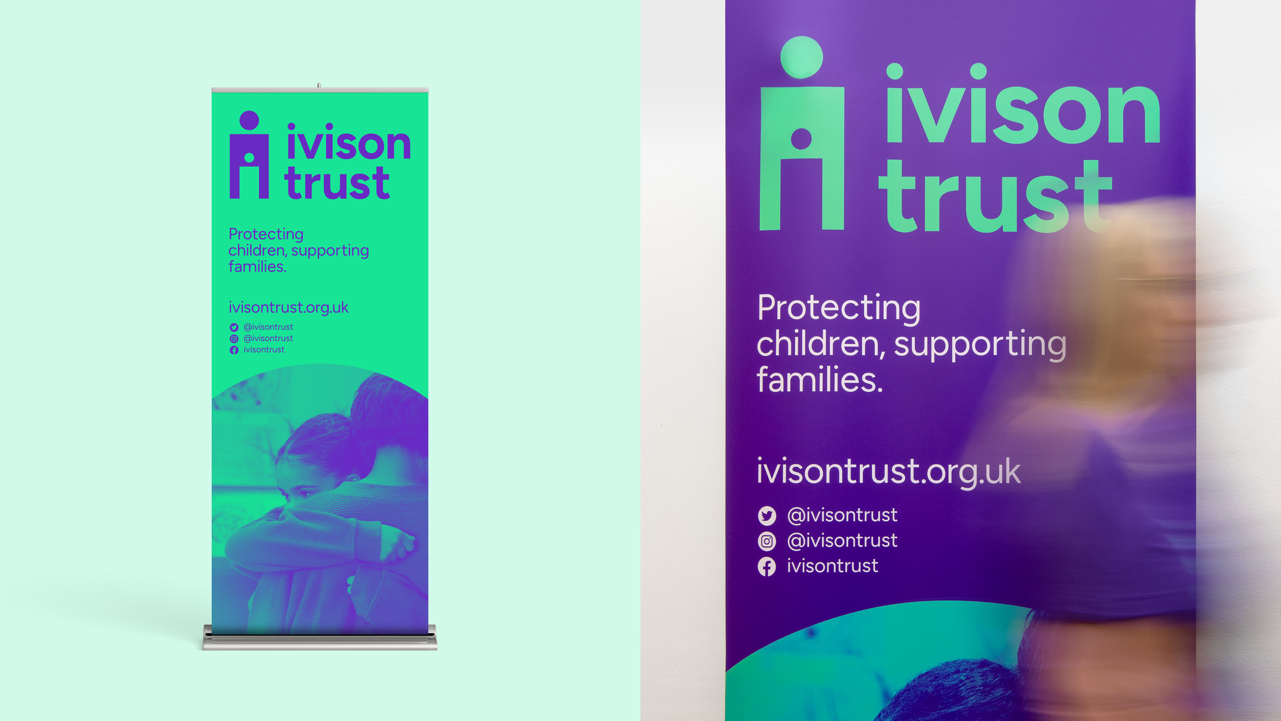 Branding agency, charity branding, custom branded pop up banner by Design Project